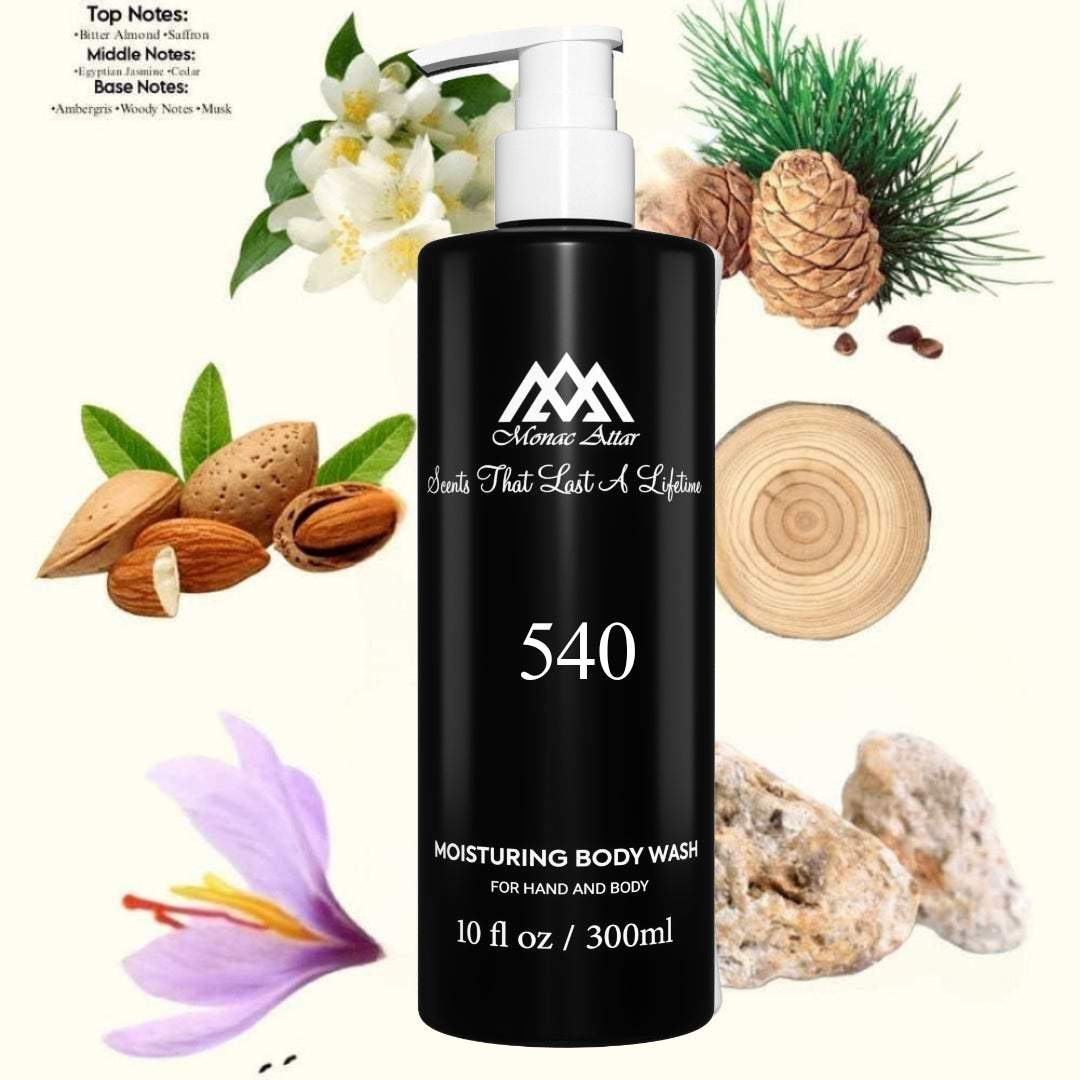 Fragrance notes of Baccarat Rouge 540 - scent profile inspired by Baccarat Rouge 540 body wash