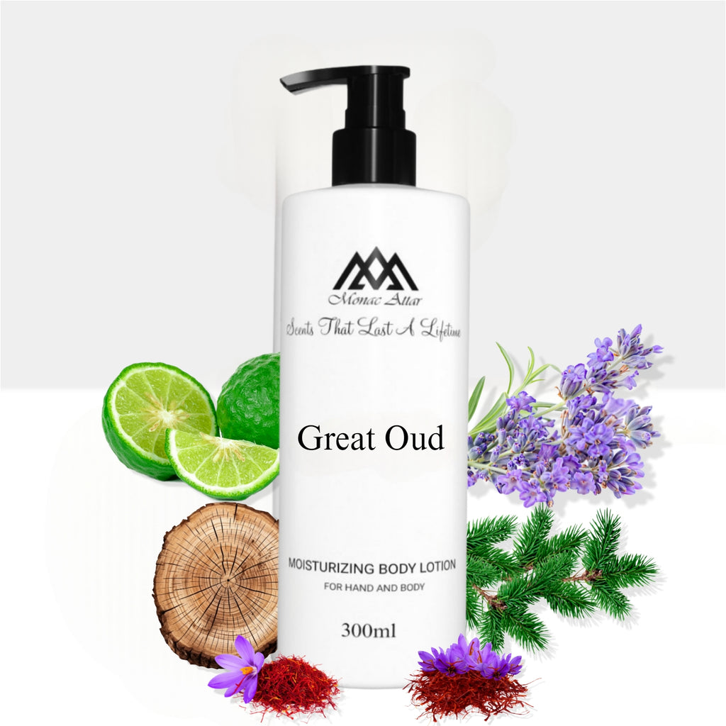 Fragrance notes of Oud for Greatness - scent profile inspired by Oud for Greatness body lotion