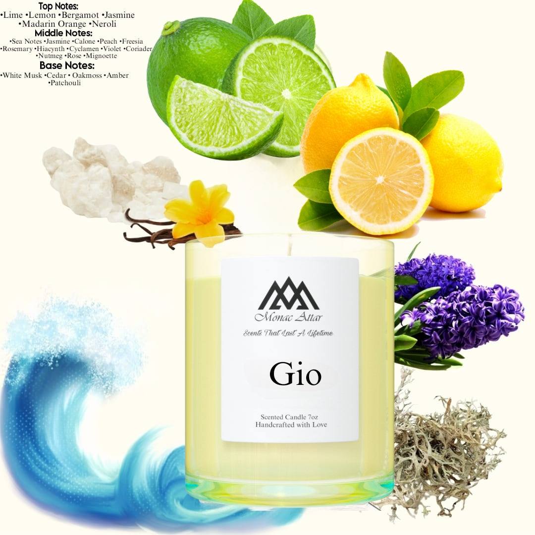 Acqua Di Gio Clone, Dupe, Fresh, Aquatic, marine, luxury candle notes