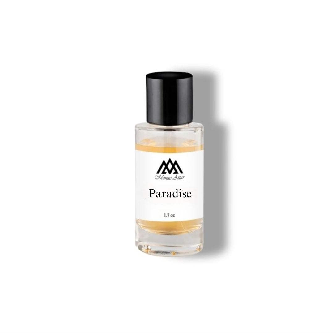 Paradise Fragrance, a tropical and herbal scent, sweet floral aroma, bursting in fruity notes and vanilla 