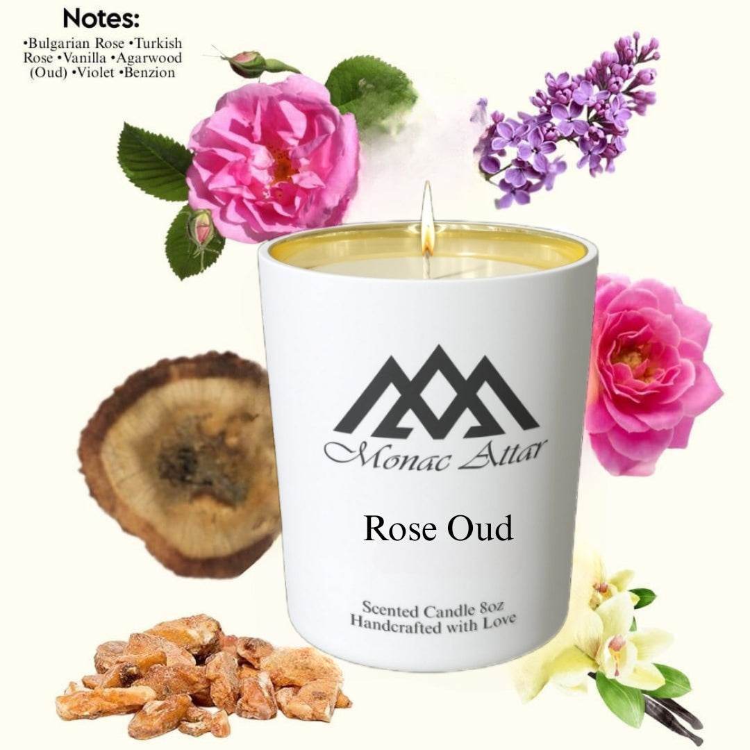 Rose Oud Candle Inspired by Maison Francis Kurkdjian Oud Satin Mood