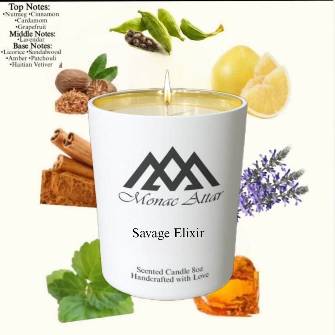Fragrance notes of Savage Elixir Candle – home fragrance profile inspired by Sauvage Elixir classics