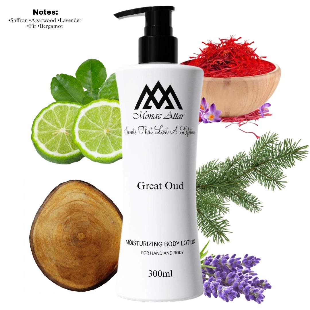 Fragrance notes of Oud for Greatness - scent profile inspired by Oud for Greatness body lotion