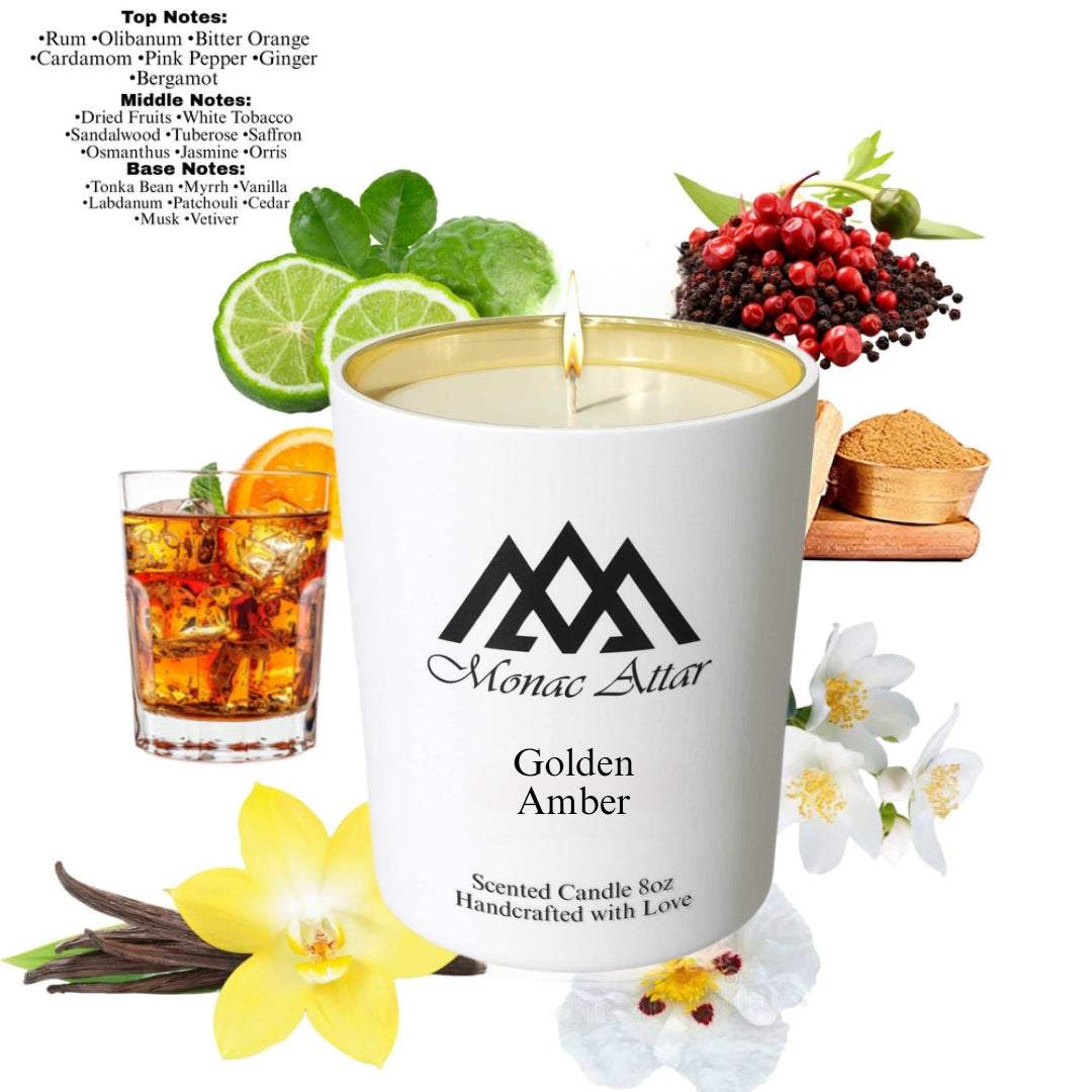 Fragrance notes of Golden Amber Candle – home fragrance profile inspired by designer classics
