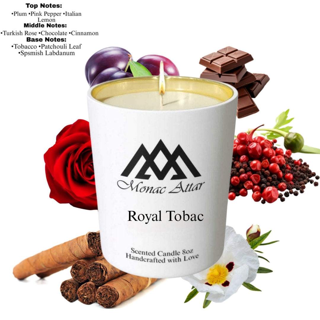 Fragrance notes of Royal Tobac Candle – home fragrance profile inspired by designer classics