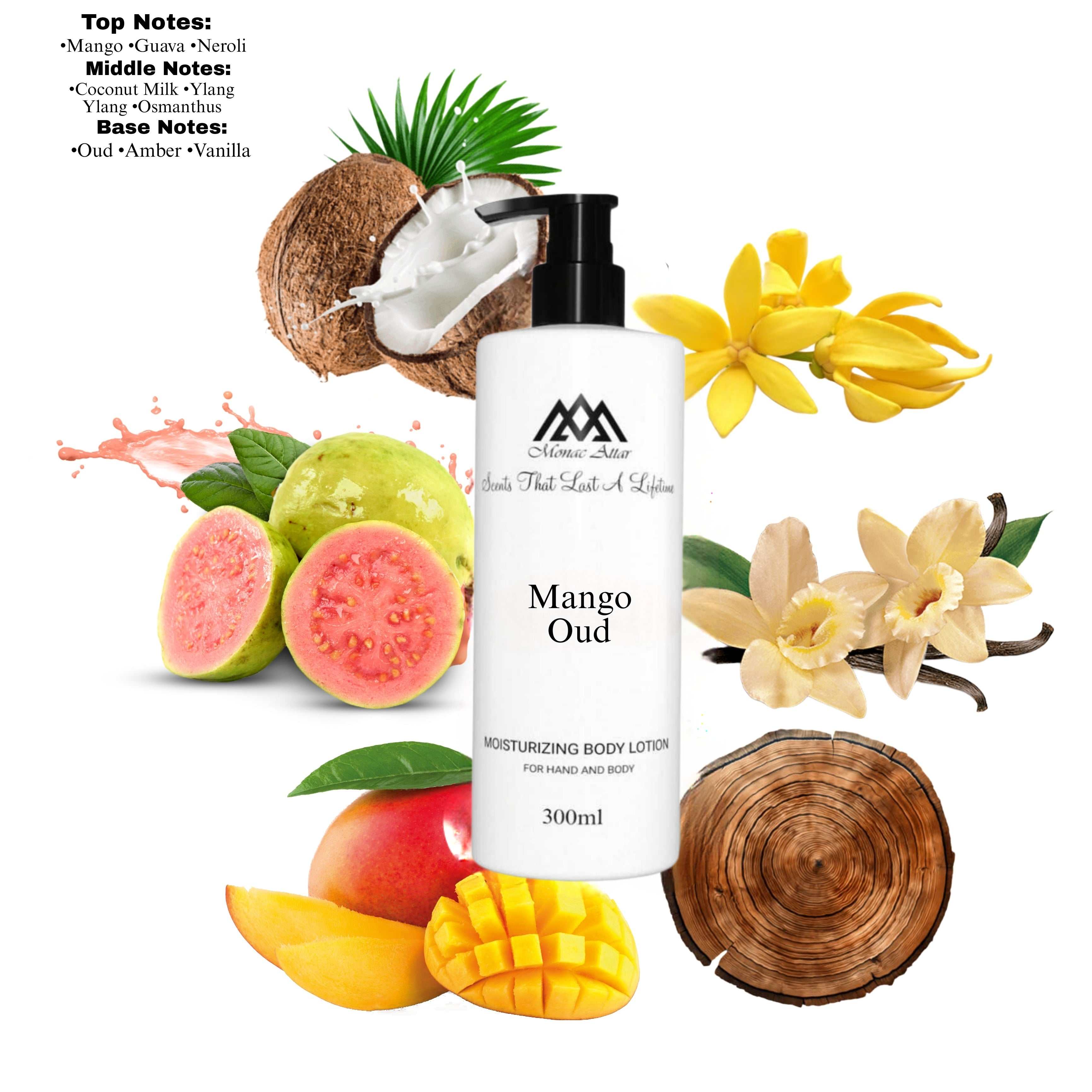 Notes of Mango Aoud - scent profile inspired by Mango Aoud body lotion