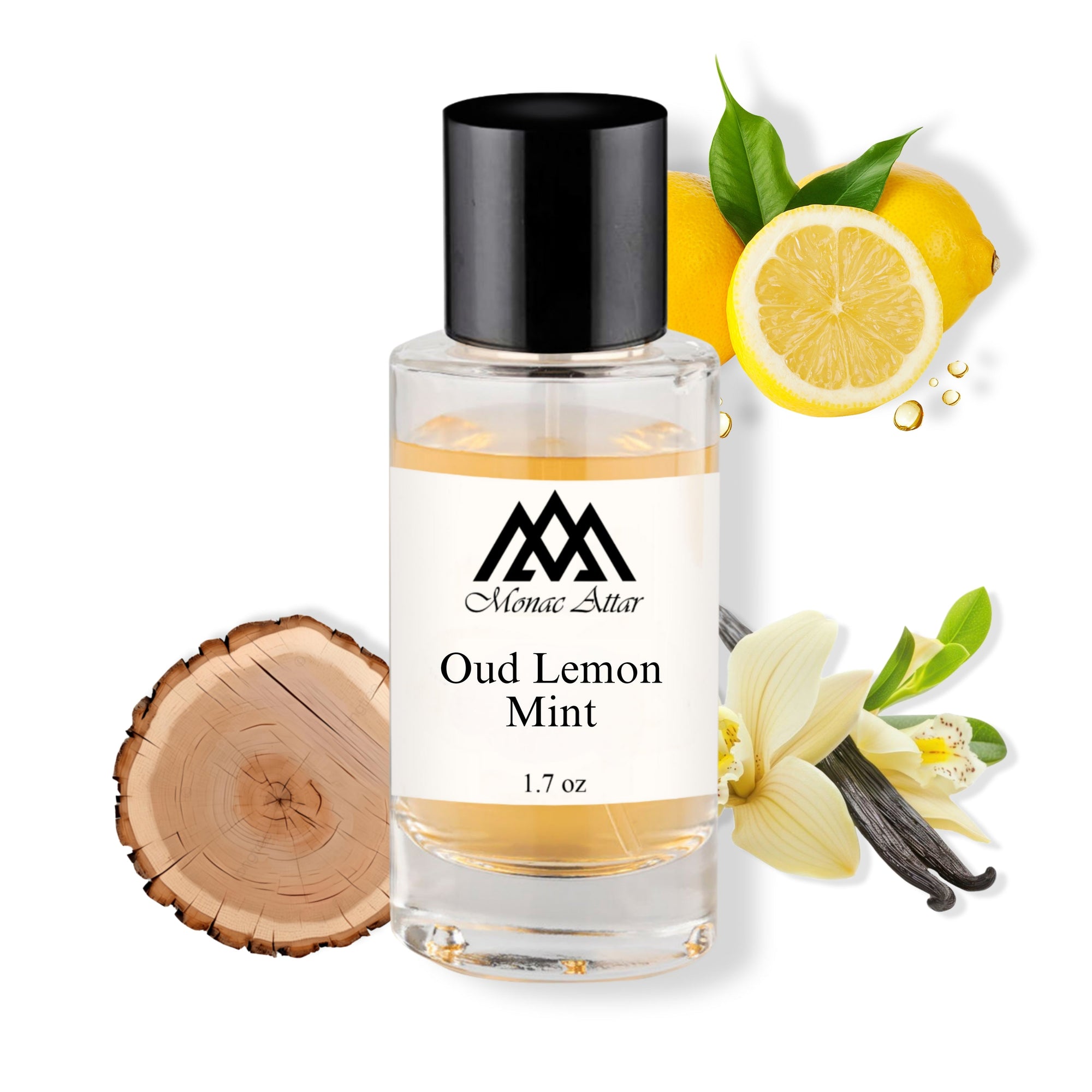 Luxury Aoud Lemon Mint dupe- Monac Oud Lemon Mint inspired-by perfume bottle