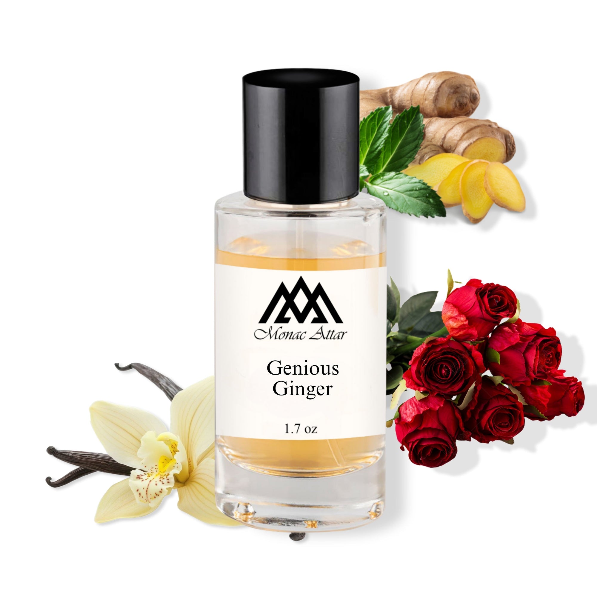 Luxury Ingenious Ginger dupe- Monac Genious Ginger inspired-by perfume bottle