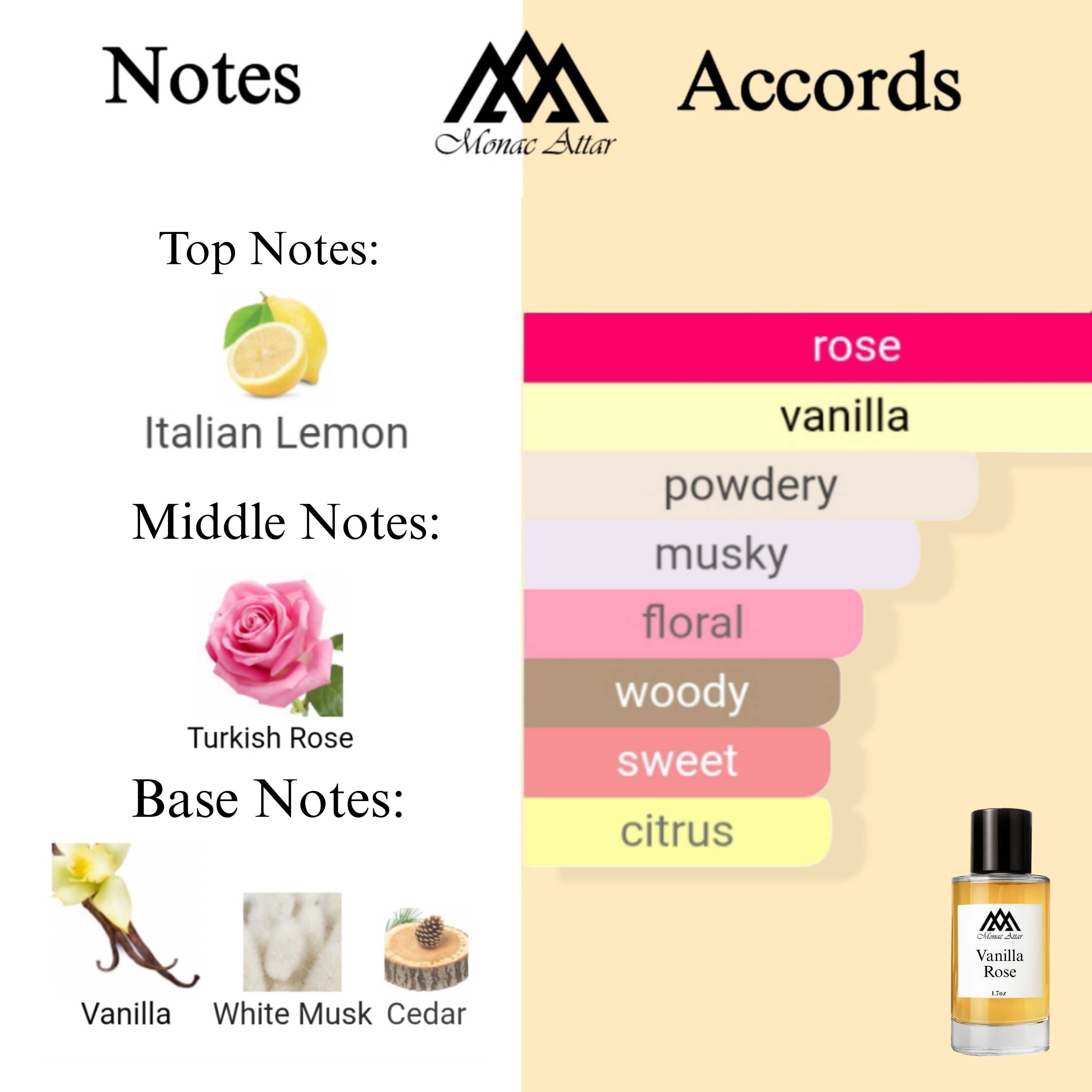 Fragrance notes of Rose Vanilla - scent profile inspired by Rose Vanilla fragrance