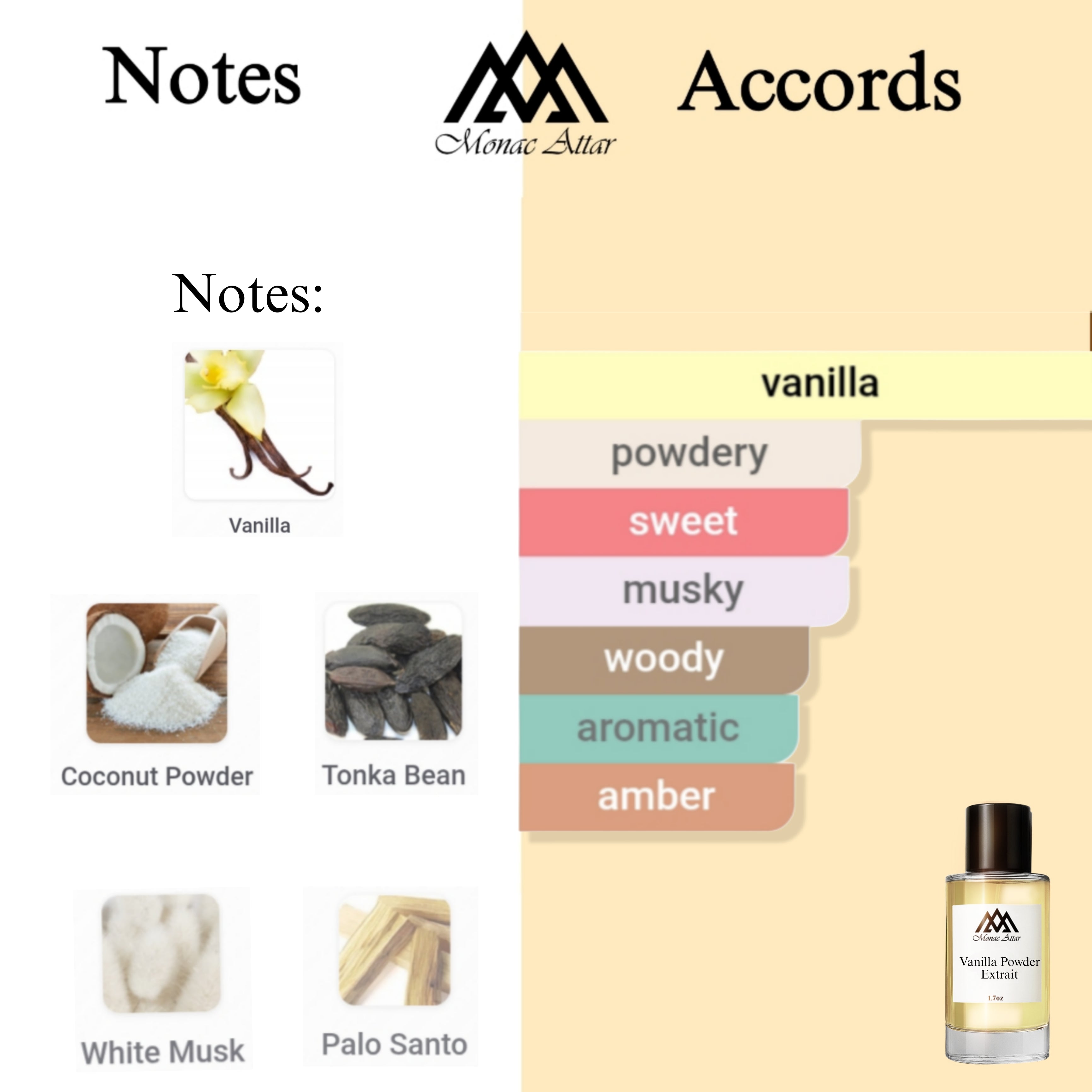 Fragrance notes of Vanilla Powder Extrait - scent profile inspired by Vanilla Powder Extrait fragrance